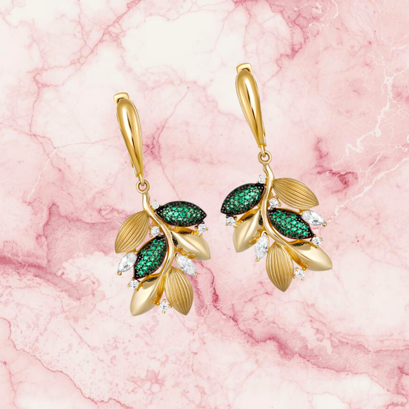 Emerald Leaf Earrings